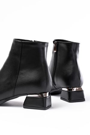 RM-500 Черные женские повседневные сапоги на каблуке на молнии