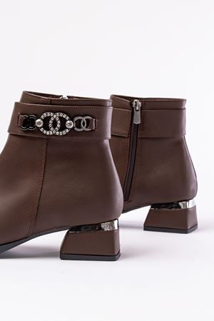 RM-502 Коричневая пряжка Аксессуары на каблуке на молнии Повседневные женские сапоги