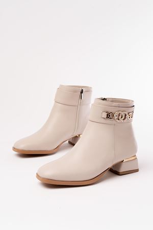 RM-502 Бежевая пряжка Аксессуары на каблуке на молнии Повседневные женские сапоги