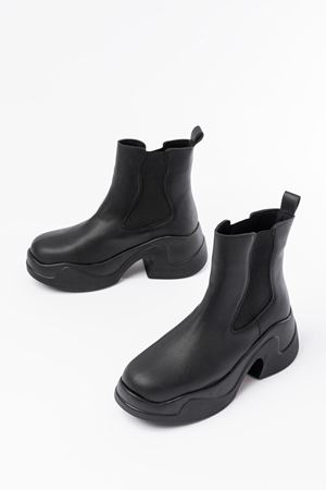 FZ-2400 Черные резиновые женские сапоги на высокой подошве