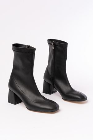 HC-2700 Черные повседневные женские сапоги на эластичном каблуке на молнии