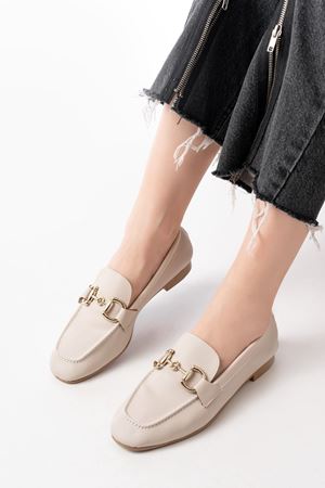 303 Bej Toka Aksesuarlı Günlük Kadın Babet 