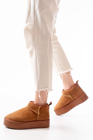 NDR-2850 Tan Suede Меховые Зимние Женские Повседневные Тапочки