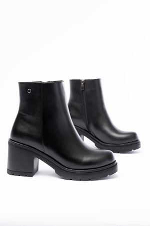 767-3020 Черные женские сапоги на молнии на толстом каблуке