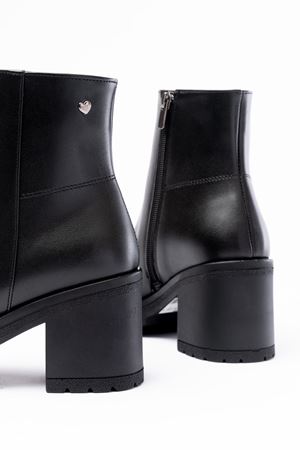 767-3020 Черные женские сапоги на молнии на толстом каблуке