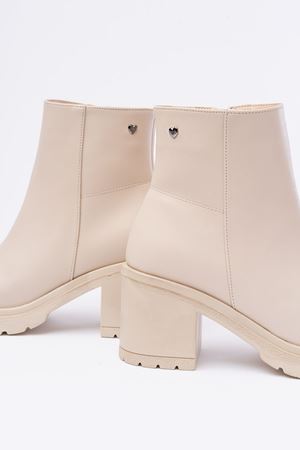 767-3020 Бежевая молния на толстом каблуке Повседневные женские сапоги