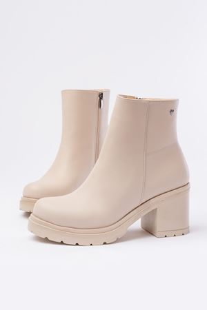 767-3020 Бежевая молния на толстом каблуке Повседневные женские сапоги