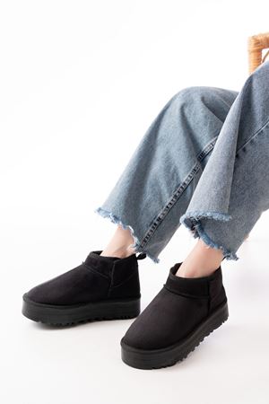 NDR-2850 Черная замша Меховые Зимние Женские Повседневные Тапочки