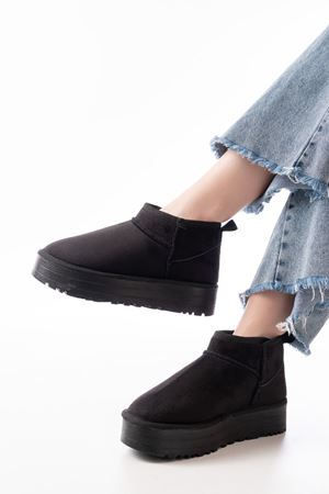 NDR-2850 Черная замша Меховые Зимние Женские Повседневные Тапочки