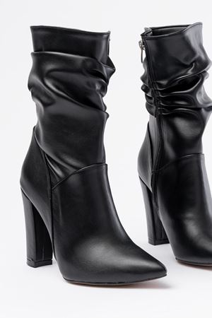 VRT-4815 Черные женские сапоги на молнии на высоком толстом каблуке