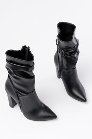 VRT-4815 Черные женские сапоги на молнии на высоком толстом каблуке