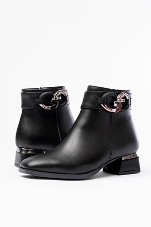 RM-504 Черные аксессуары с пряжкой на каблуке и молнией Повседневные женские сапоги