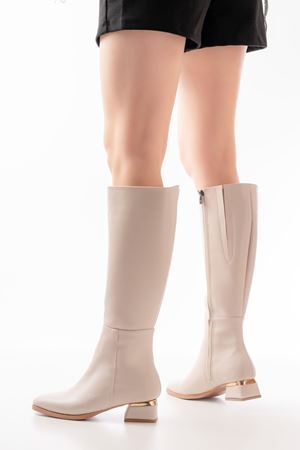 RM-505 Бежевый каблук на молнии Повседневные женские сапоги