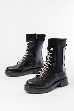 02-2006 Черные женские ботинки на шнуровке на молнии