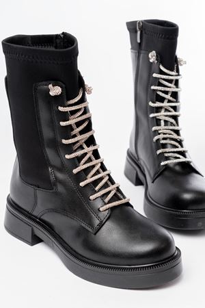 02-2006 Черные женские ботинки на шнуровке на молнии