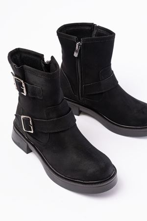 02-2014 Черная замшевая пряжка Аксессуар Повседневные женские сапоги