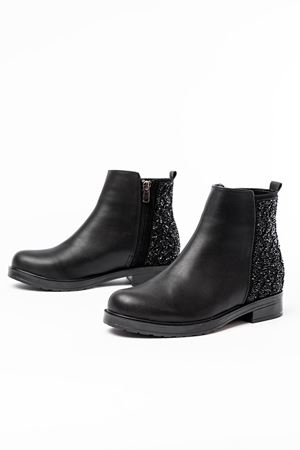 165-212 Siyah Taş Aksesuarlı Fermuarlı Günlük Kadın Bot