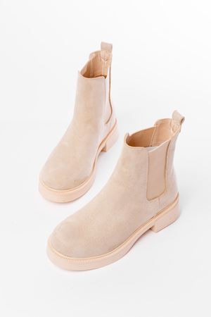 02-2137 Bej Süet Lastikli Günlük Kadın Bot 