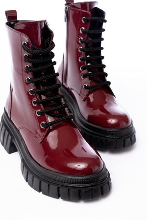 842-356 Bordo Rugan Bağcıklı Fermuarlı Günlük Kadın Bot