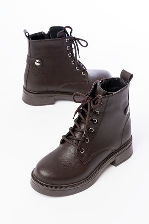 02-2003 Kahve Galata Bağcıklı Fermuarlı Günlük Kadın Bot 