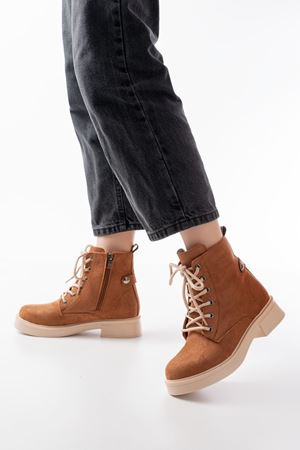 02-2003 Taba Süet Bağcıklı Fermuarlı Günlük Kadın Bot 