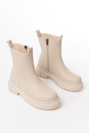 812-2012 Bej Luna Fermuarlı Günlük Kadın Bot