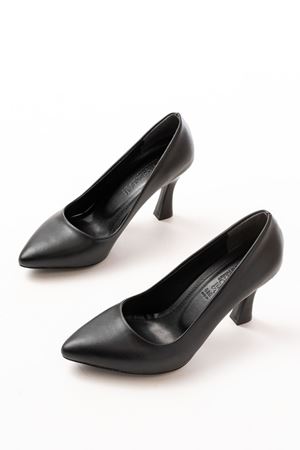 ST-001 Siyah Günlük 9 cm Topuklu Bayan Stiletto Ayakkabı