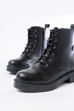 02-2003 Черные женские сапоги на шнуровке на молнии