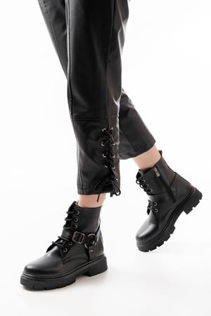 508-3038 Siyah Toka Aksesuarlı Fermuarlı Günlük Kadın Bot 