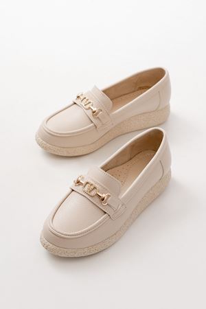 İNF-150-01 Bej Taş Aksesuarlı Günlük Kadın Ayakkabı