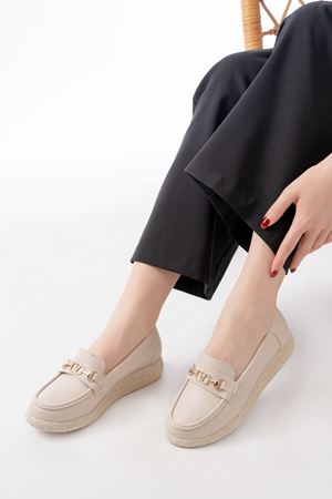 İNF-150-01 Bej Taş Aksesuarlı Günlük Kadın Ayakkabı