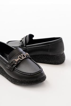 İNF-150-01 Siyah Taş Aksesuarlı Günlük Kadın Ayakkabı