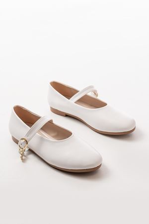 İNF-324 Beyaz Baretli Tokalı Günlük Kadın Babet