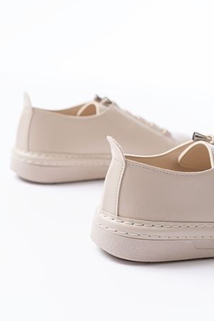 MK-9026 Bej Bağcıklı  Taş Aksesuarlı Günlük Spor Ayakkabı 