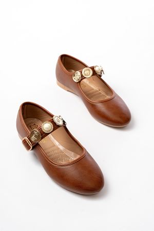 İNF-6363  Taba Baret Tokalı Günlük Bayan Ayakkabı 