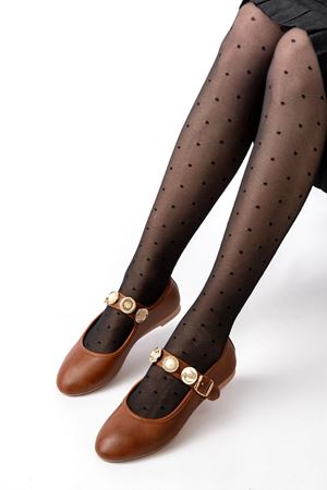 İNF-6363  Taba Baret Tokalı Günlük Bayan Ayakkabı 