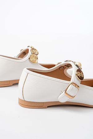 İNF-6363 Beyaz Baret Tokalı Günlük Bayan Ayakkabı 