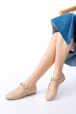 İNF-6363  Nut Baret Tokalı Günlük Bayan Ayakkabı 