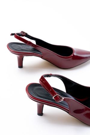 ST-1152 Bordo Rugan Günlük 7 cm Topuklu Kadın Ayakkabı