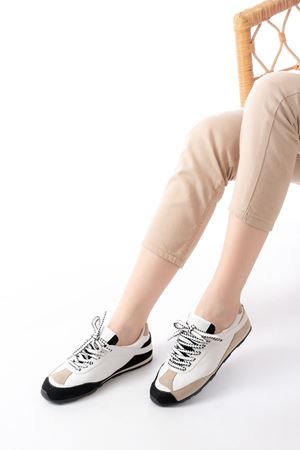 RS-02 Beyaz Garni İnce Taban Günlük Spor Ayakkabı 