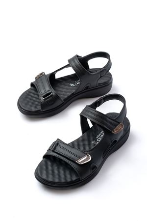 DM-363  Siyah Baret Cırtlı Dikişli Günlük Kadın Sandalet