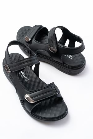 DM-363  Siyah Baret Cırtlı Dikişli Günlük Kadın Sandalet