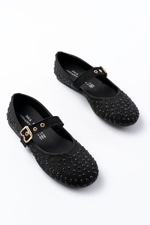 DM-6020 Siyah Troklu Baret Tokalı Günlük Kadın Babet