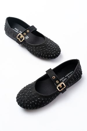 DM-6020 Siyah Troklu Baret Tokalı Günlük Kadın Babet