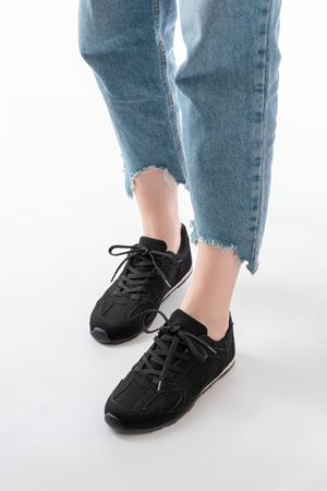 RS-01 Siyah Süet İnce Taban Günlük Spor Ayakkabı 