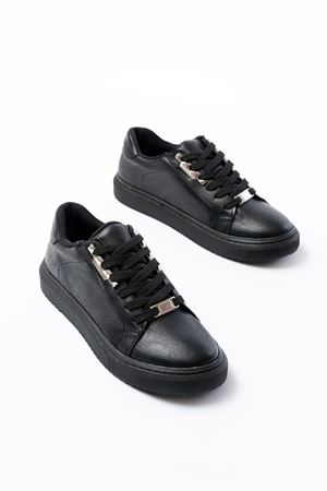P-910 Siyah Bağcıklı Taban Dikişli Günlük Kadın Spor