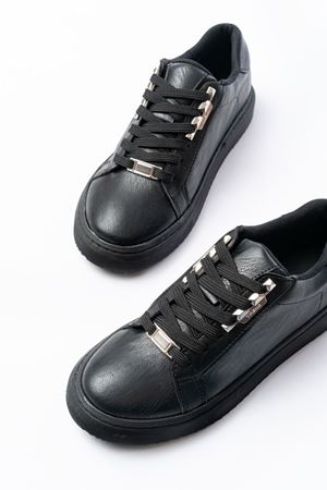 P-910 Siyah Bağcıklı Taban Dikişli Günlük Kadın Spor