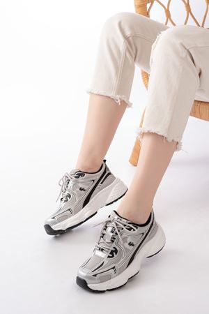 F-329 Gri Günlük Bağcıklı Beyaz Tabanlı Yazlık Spor Ayakkabı 