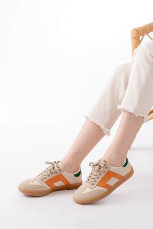 M-5007 Bej Garni  Bağcıklı Termo Taban Günlük Kadın Spor 