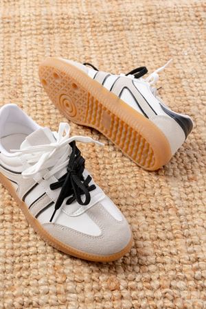 M-6005 Beyaz Garni  Bağcıklı Termo Taban Günlük Kadın Spor 